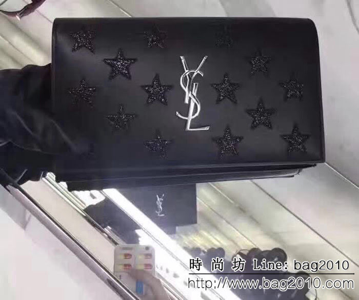 YSL聖羅蘭 經典款 漫天星愛心系列 百搭黑色鏈條包 27712 YAS1221